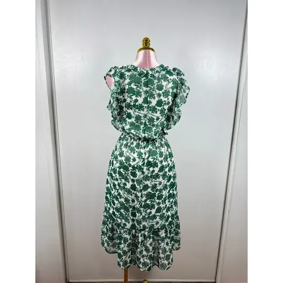Sienna Sky Green Floral Ruffle Midi Dress Cottagecore Feminine Spring Summer S - Picture 3 of 8
